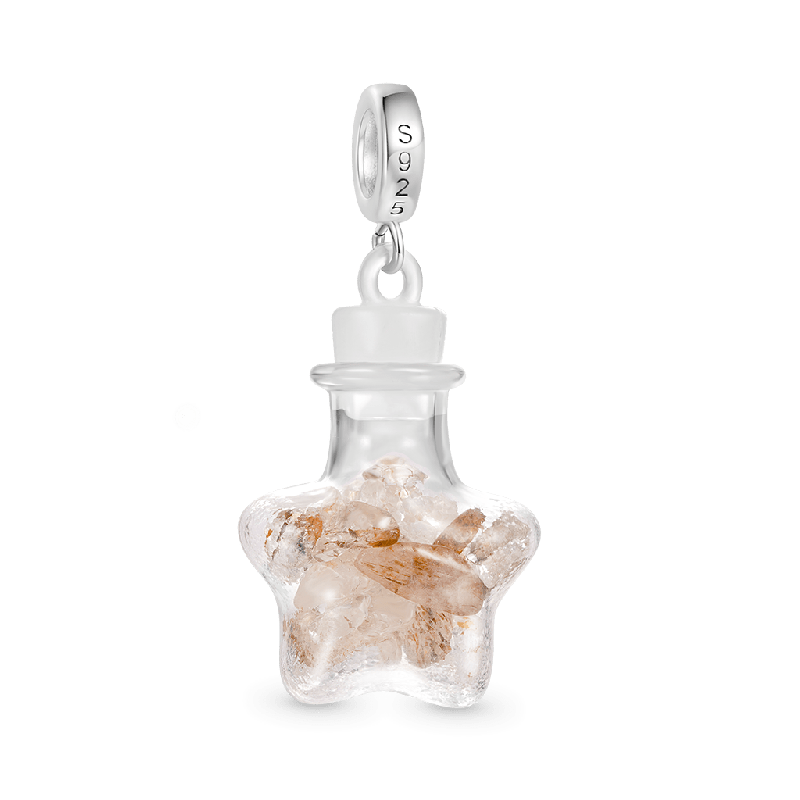 Citrine Crystal Glass Bottle Pendant