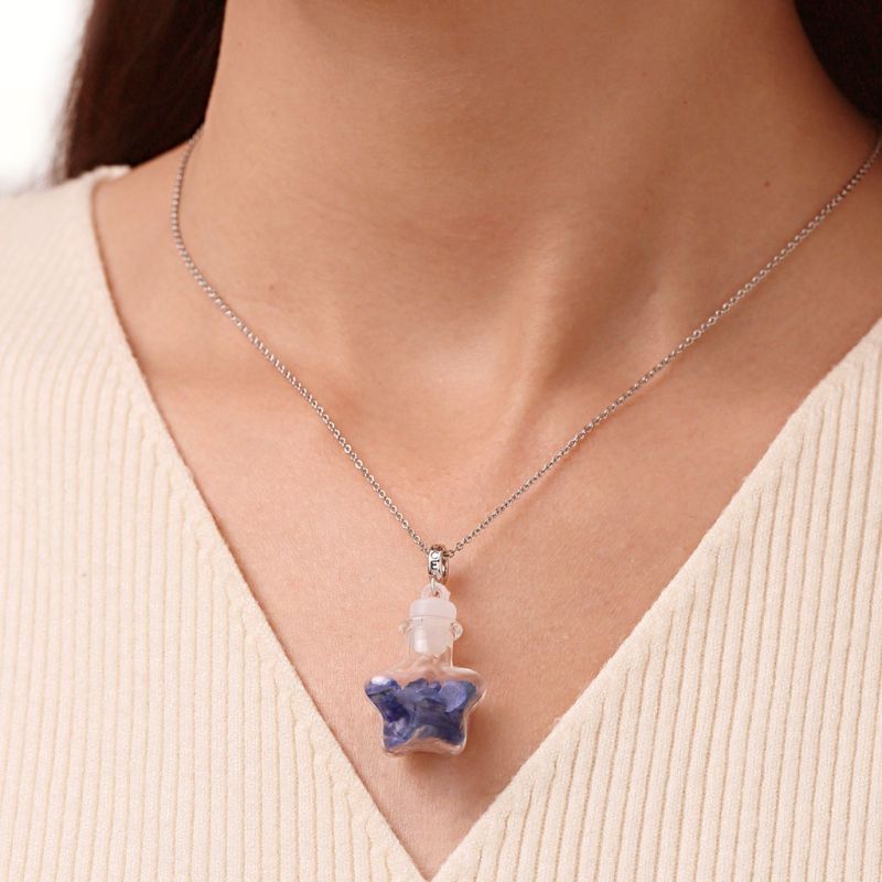 Blue Crystal Glass Bottle Pendant