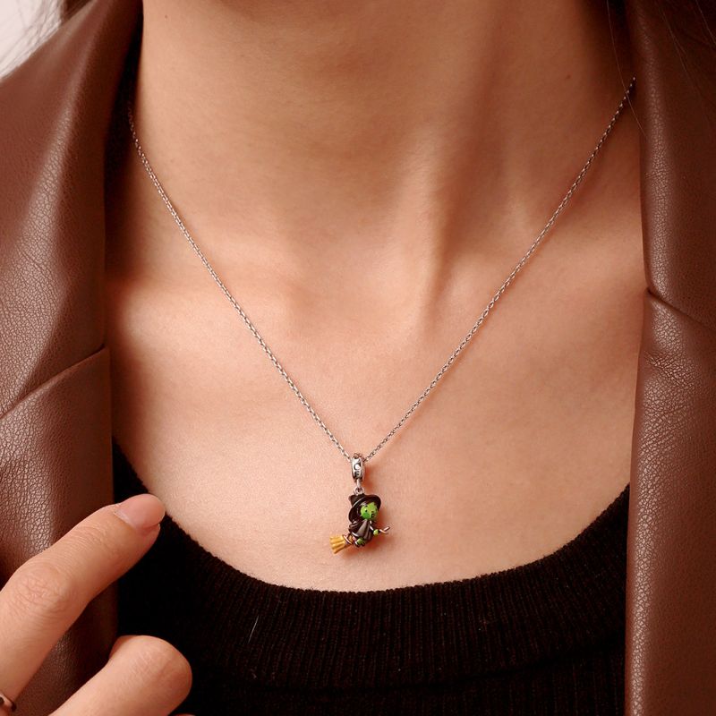 Wicked Elphaba on Broom Pendant