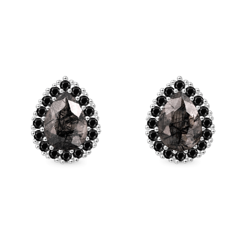 Black Rutilated Quartz Stud Earrings