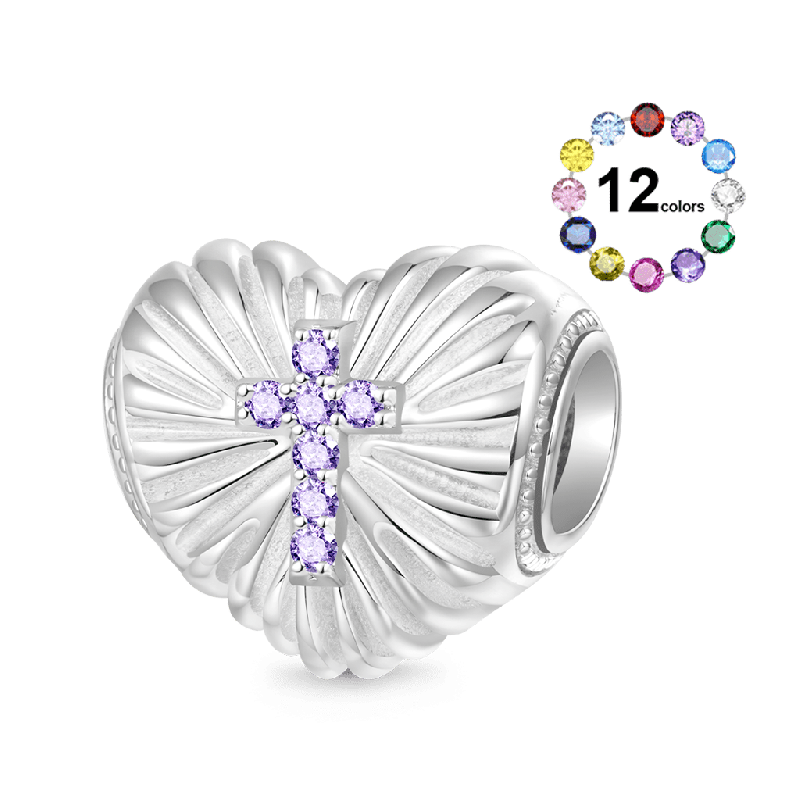 Cross Faith Over Fear Heart Charm