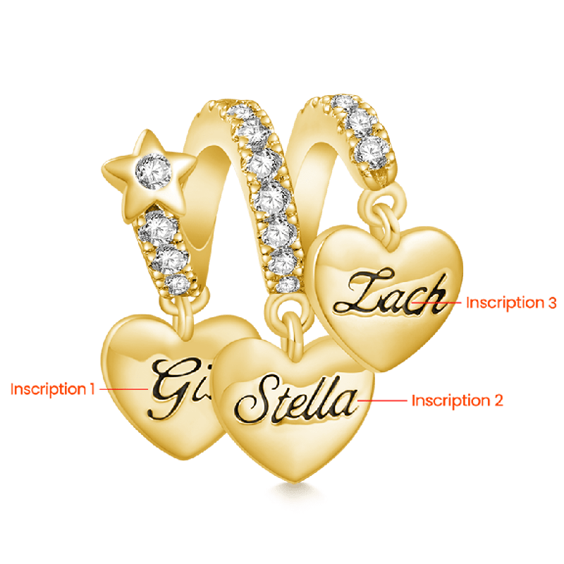 Gold Plated Three Hearts Family Pendant