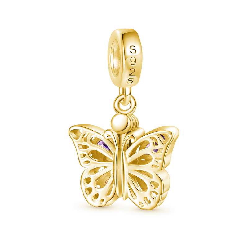 18k Gold Purple Butterfly Pendant