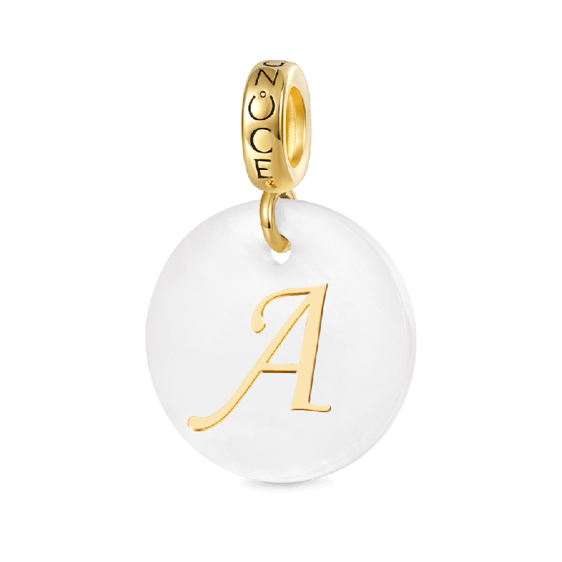 Natural Shell Gold Letters Pendant