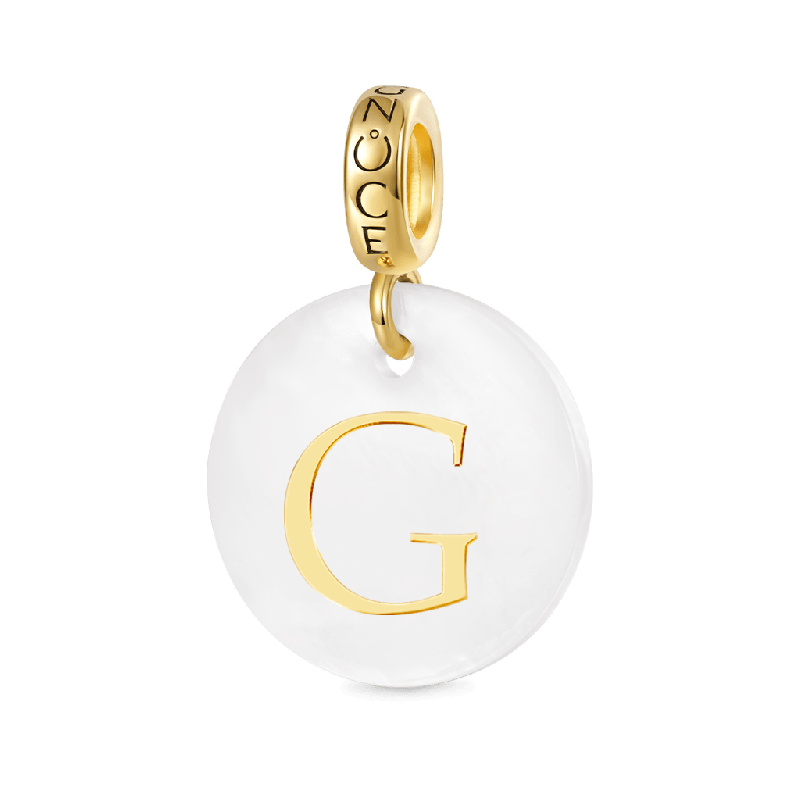 Natural Shell Gold Letters Pendant