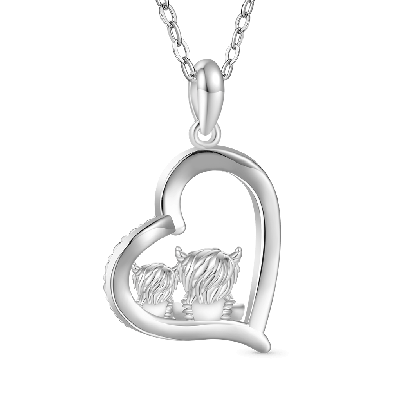 Highland Cow Heart Necklace