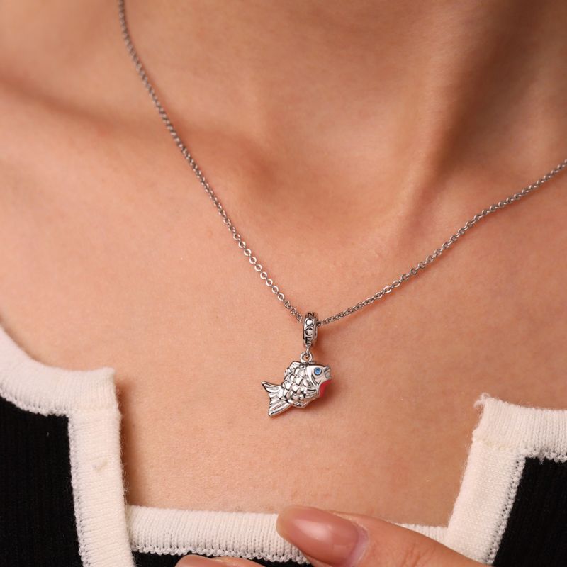 Blue Scaled Fish Pendant