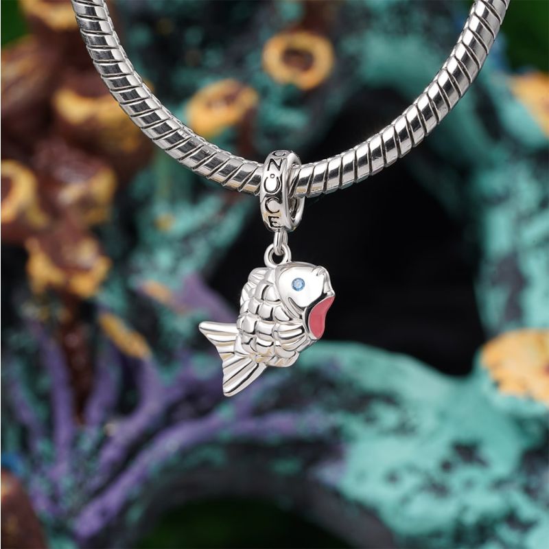 Blue Scaled Fish Pendant