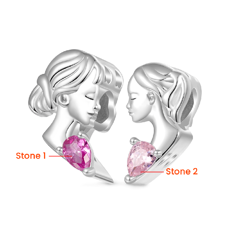 Mother & Daughter Heart Double Charm