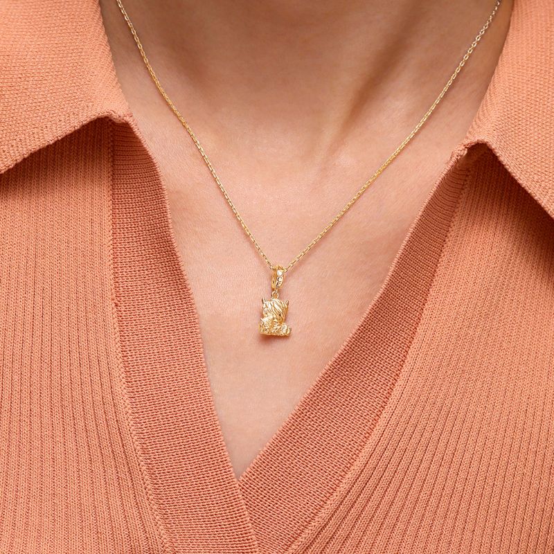 Gold Highland Cow Mother and Child Pendant