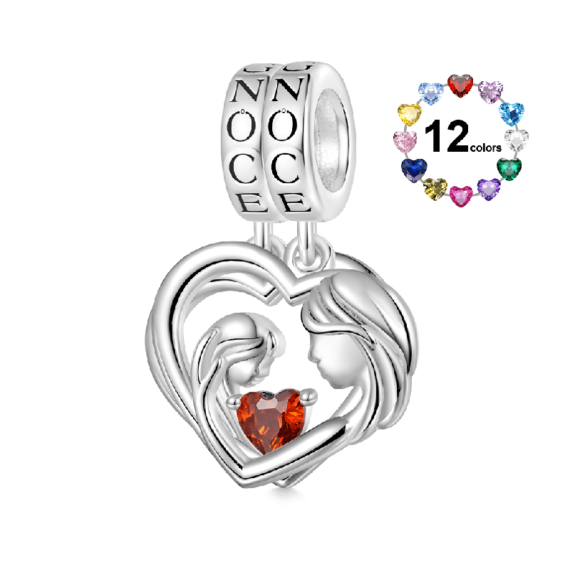 Mother Hug Daughter Heart Double Pendant