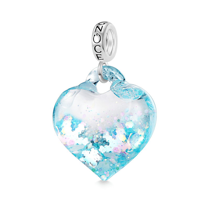 Blue Glitter Heart Pendant