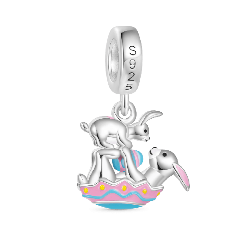 Easter Eggs Kissing Bunny Charm