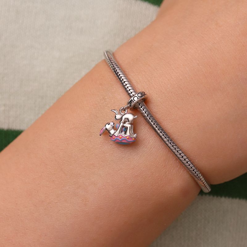 Easter Eggs Kissing Bunny Charm