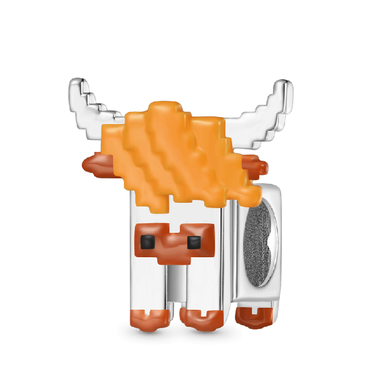 Pixel Highland Cow Charm