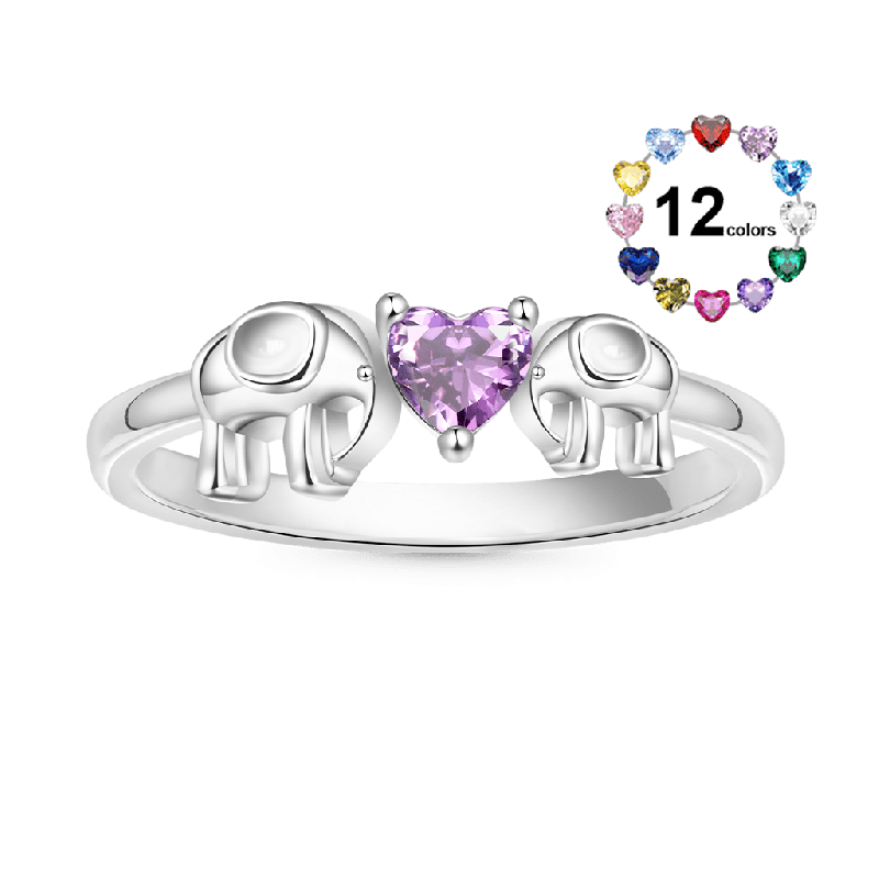 Elephant Mother Love Child Heart Ring