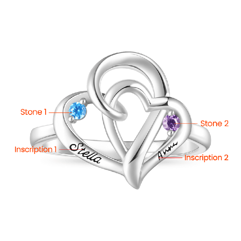 Ladies Double Heart Promise Ring