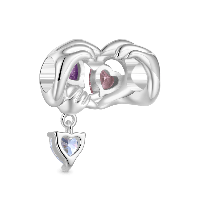 Family of Three Holding Hands Charm