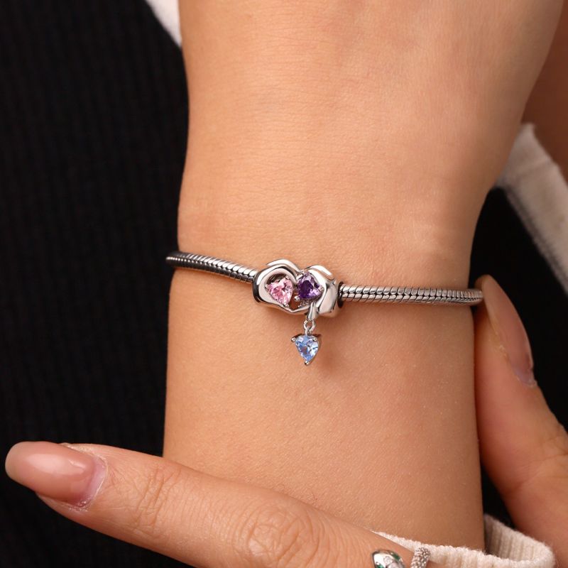 Family of Three Holding Hands Charm