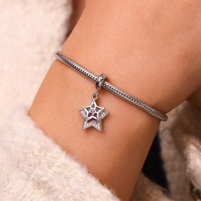 Purple Glitter Star Pendant