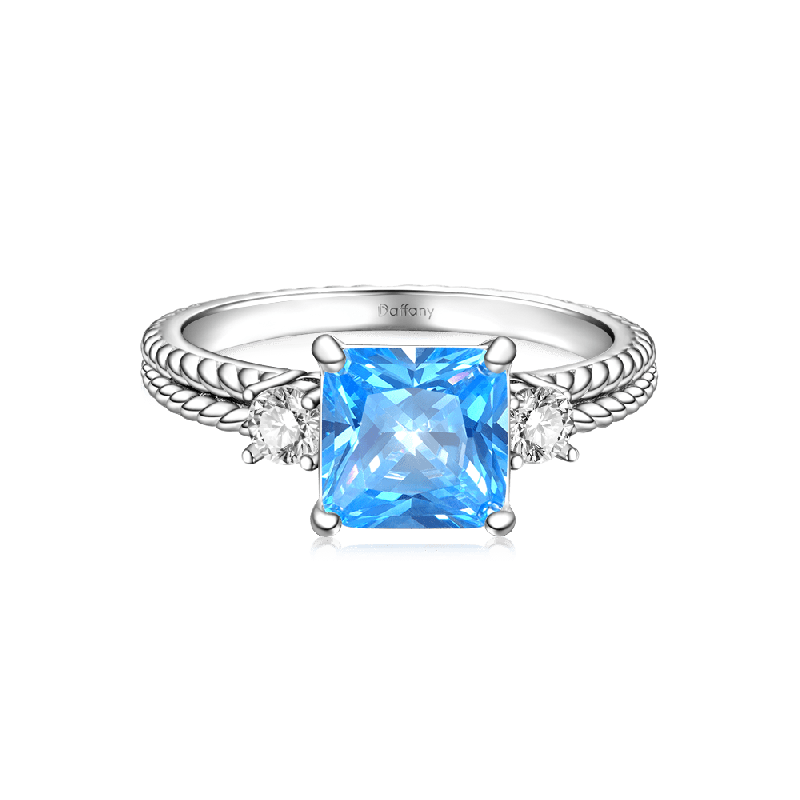 Pricess Cut Three-stone Engagement Ring