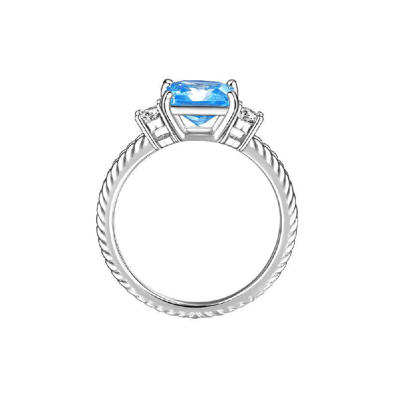 Pricess Cut Three-stone Engagement Ring