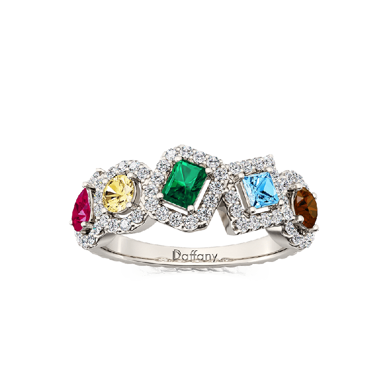 Mixed Shape Halo Twisted Rope Ring