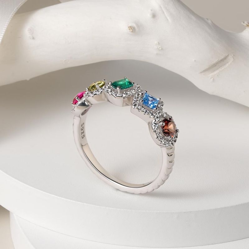 Mixed Shape Halo Twisted Rope Ring
