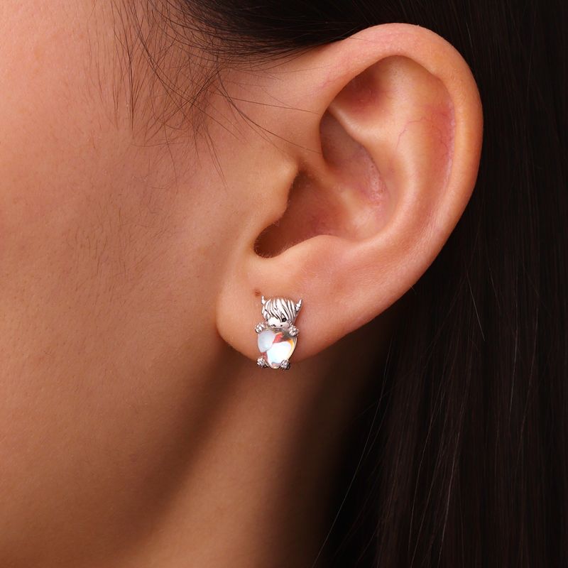 Highland Cow Moonstone Earrings