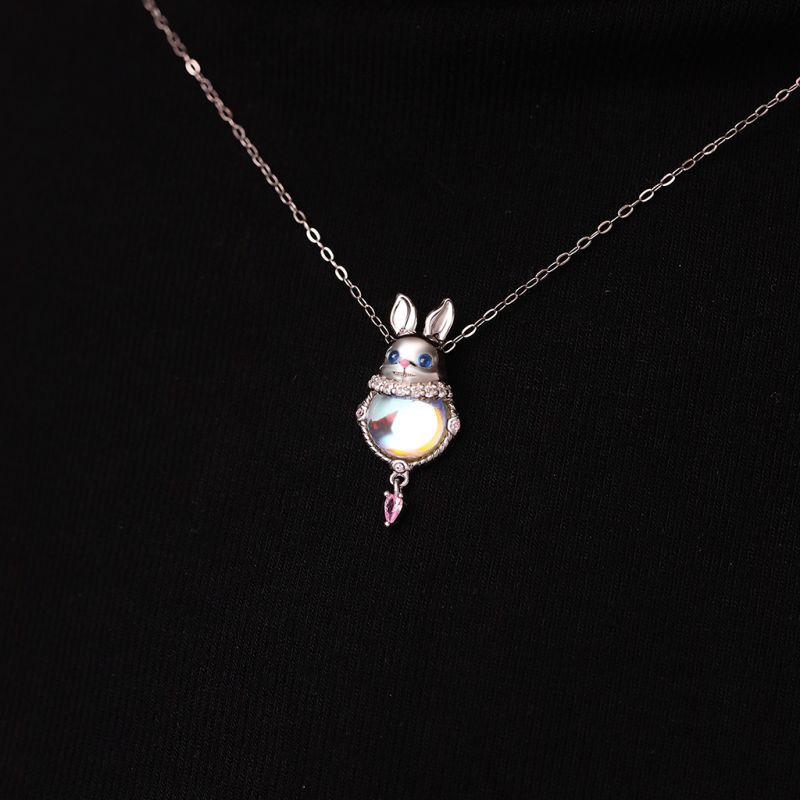 Moonstone Easter Rabbit Necklace