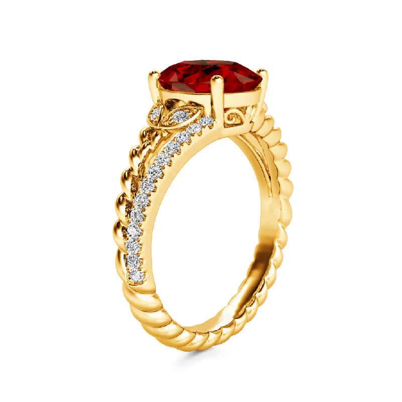 Garnet Oval-cut Vintage Split Shank Ring