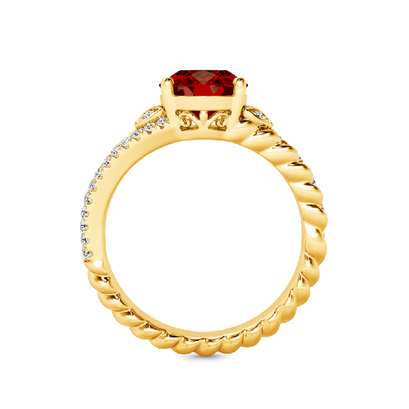 Garnet Oval-cut Vintage Split Shank Ring