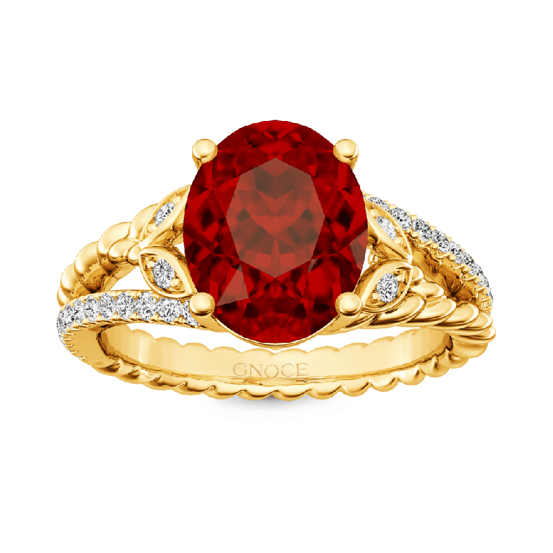 Garnet Oval-cut Vintage Split Shank Ring