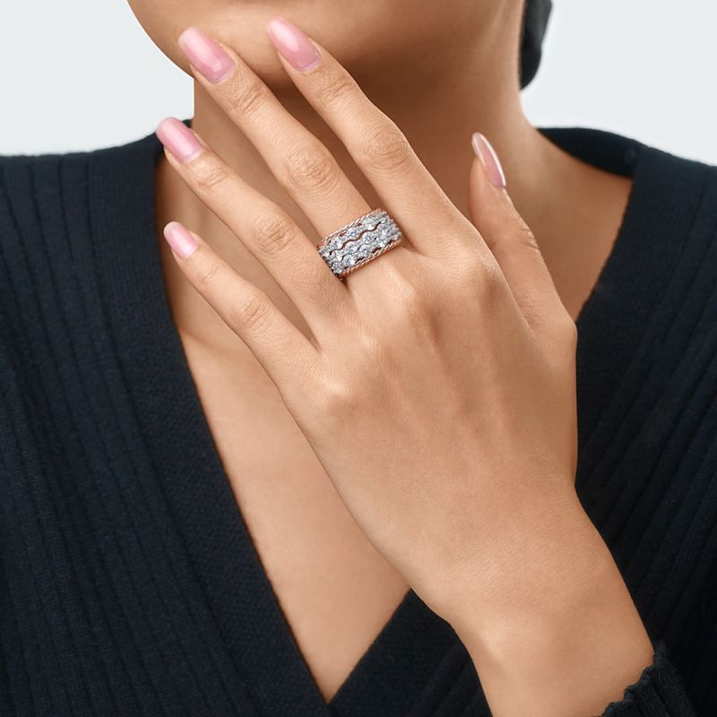 Stackable Two-tone Paved Trio Ring Set