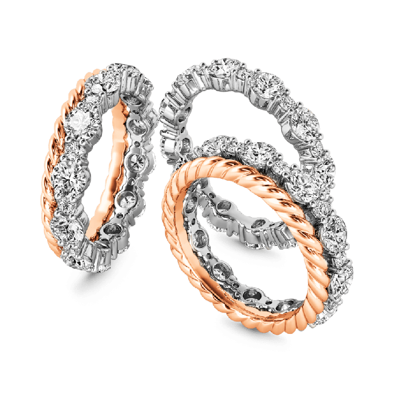 Stackable Two-tone Paved Trio Ring Set