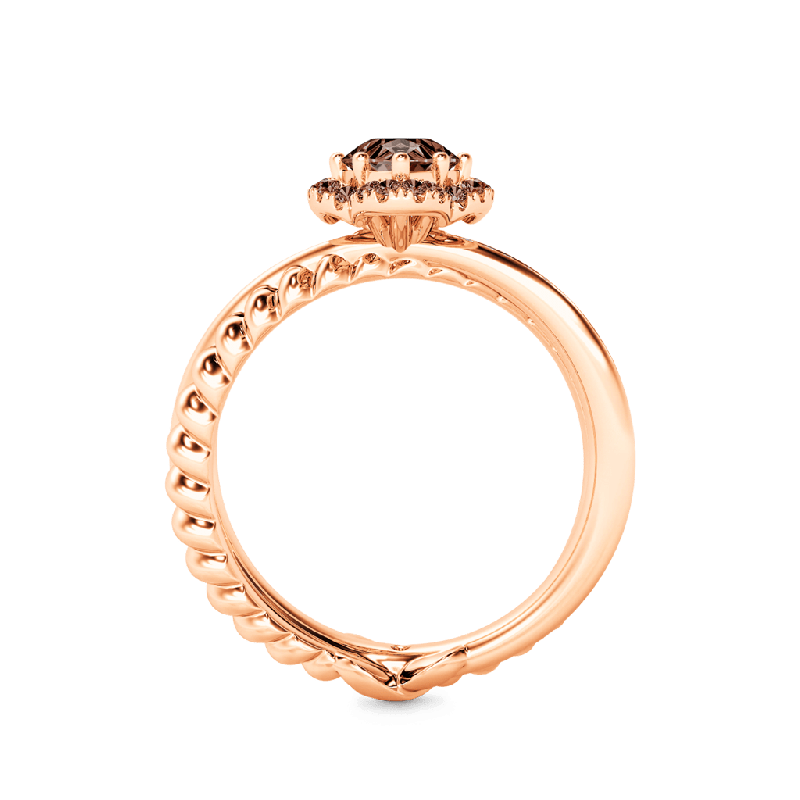 Vintage Brown Marquise-Cut Halo Ring