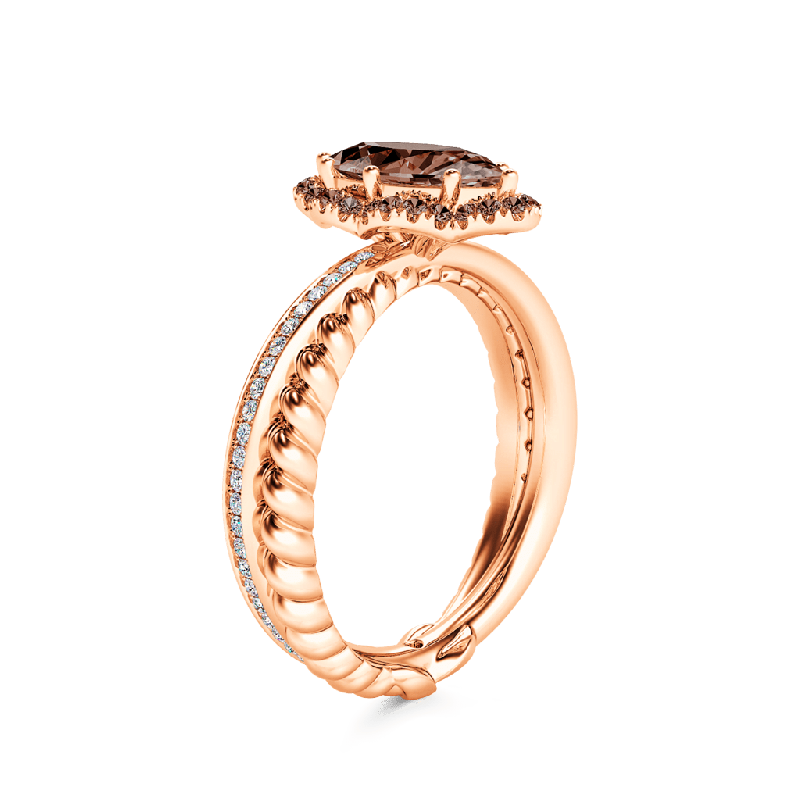 Vintage Brown Marquise-Cut Halo Ring