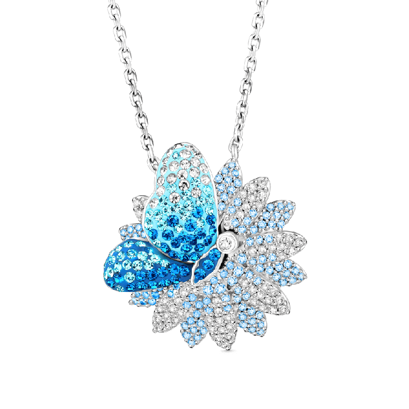 Butterfly Daisy Pendant Necklace