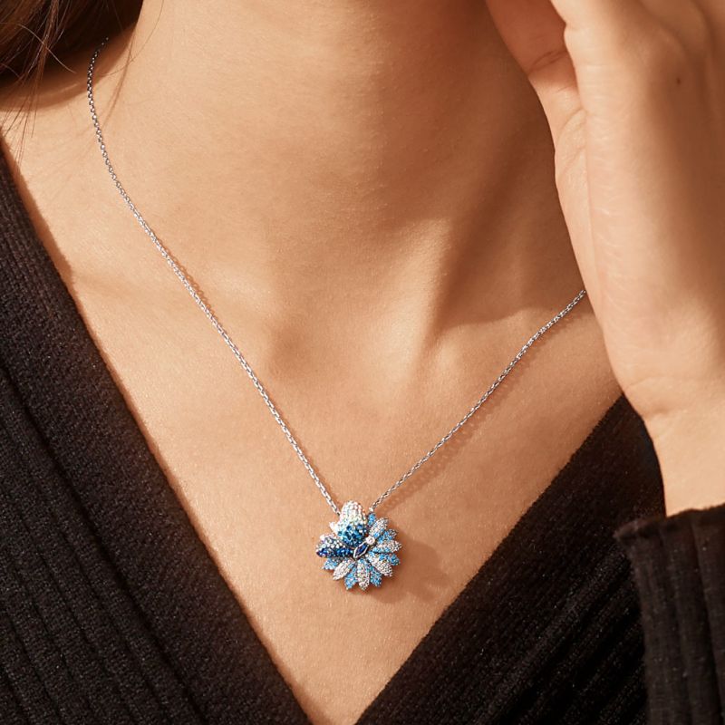 Butterfly Daisy Pendant Necklace