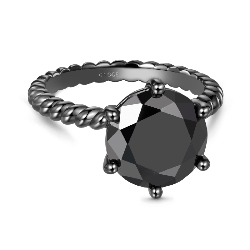 Black Solitaire Twisted Rope Ring
