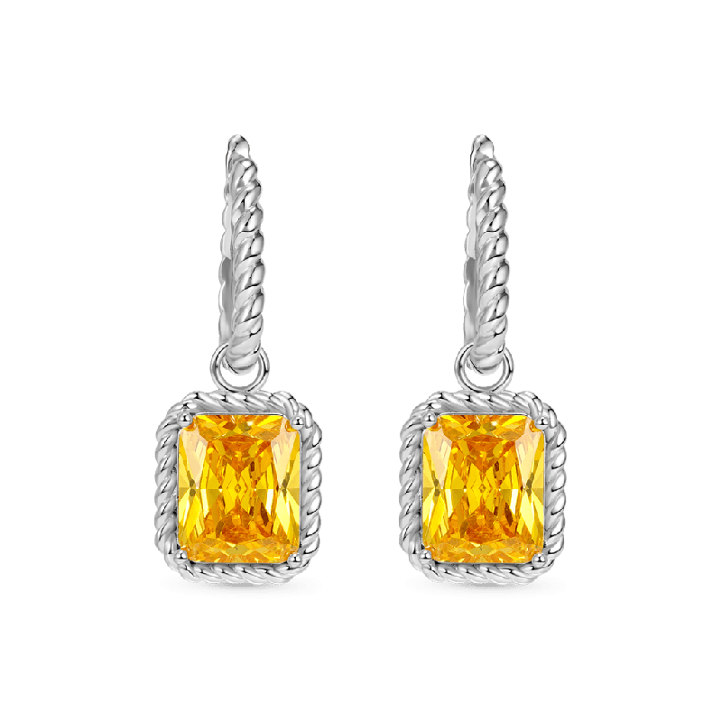 Citrine Radiant Cut Twisted Rope Earrings
