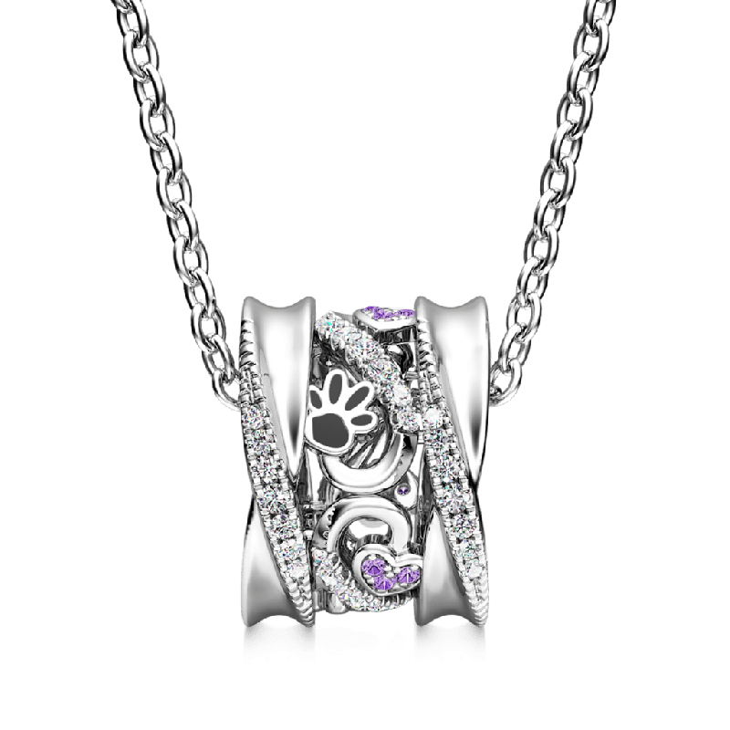 Paws & Love Heart Twisted Drum Necklace