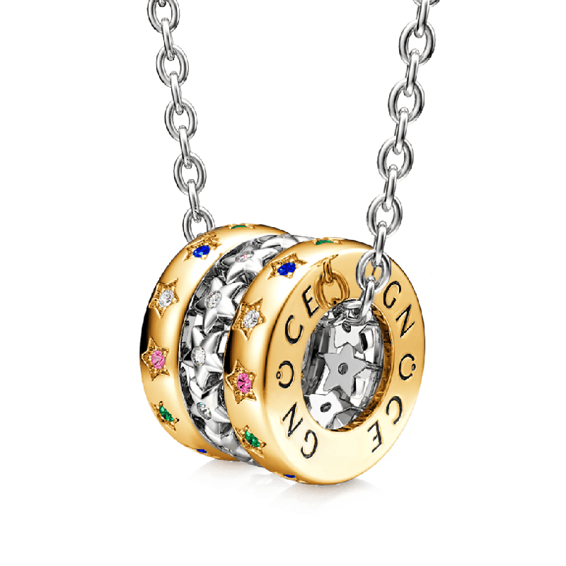 Two-tone Twinkle Stars Drum Necklace