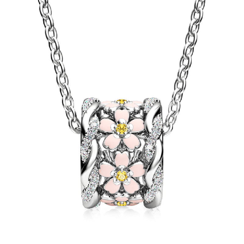 Cherry Blossoms Drum Necklace