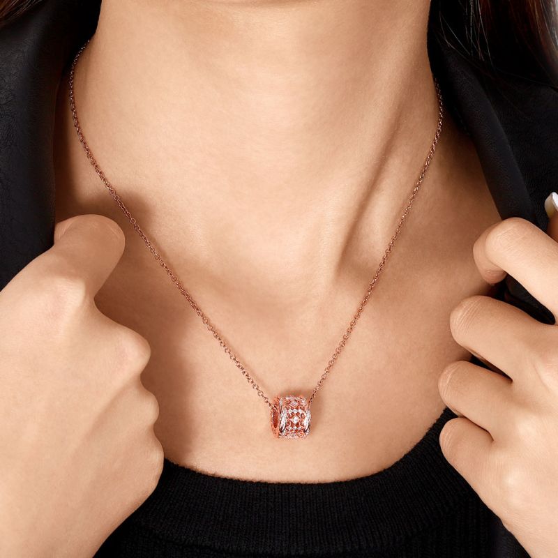 Vintage Cross Twisted Drum Necklace