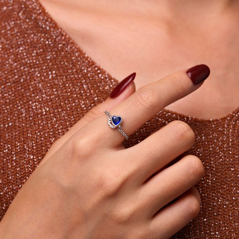 Heart Mother Chain Ring