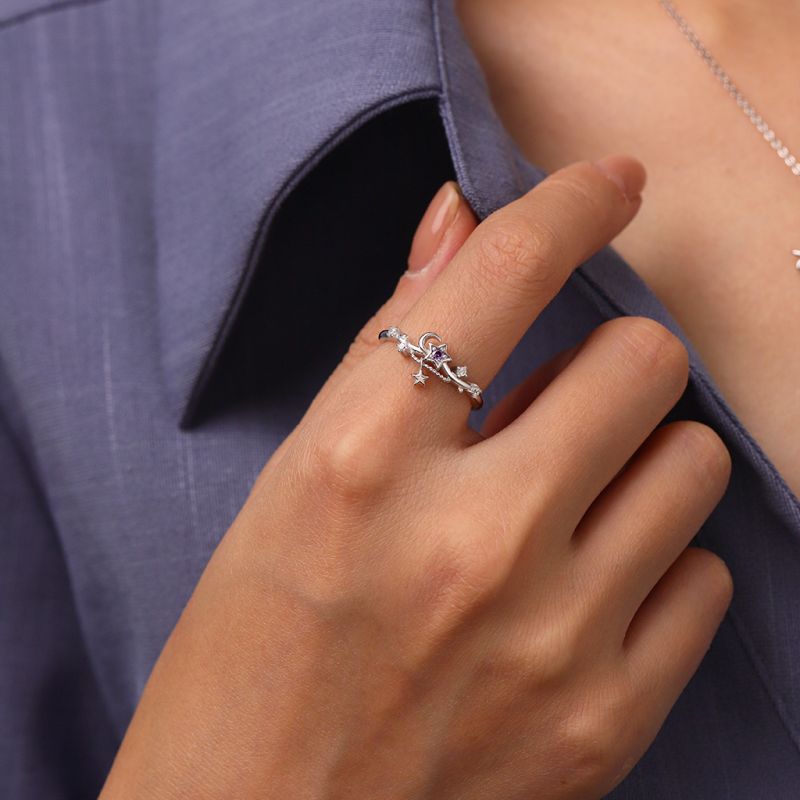 Starry Blue Sparkling Moon Ring