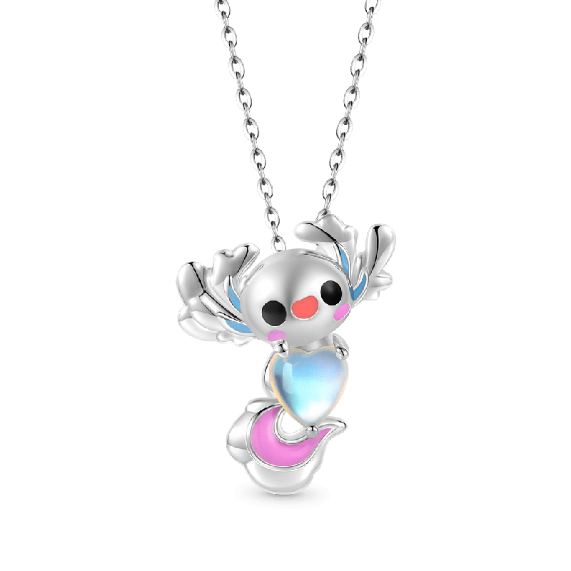 Mexican Axolotl Moonstone Necklace