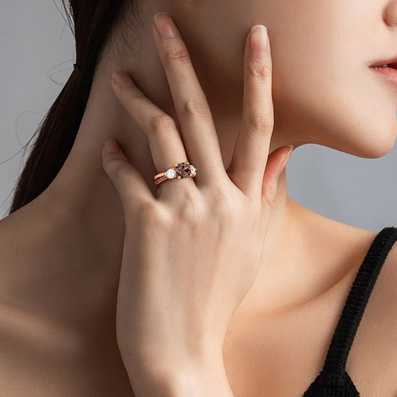 Brown Split Shank Three-stone Ring