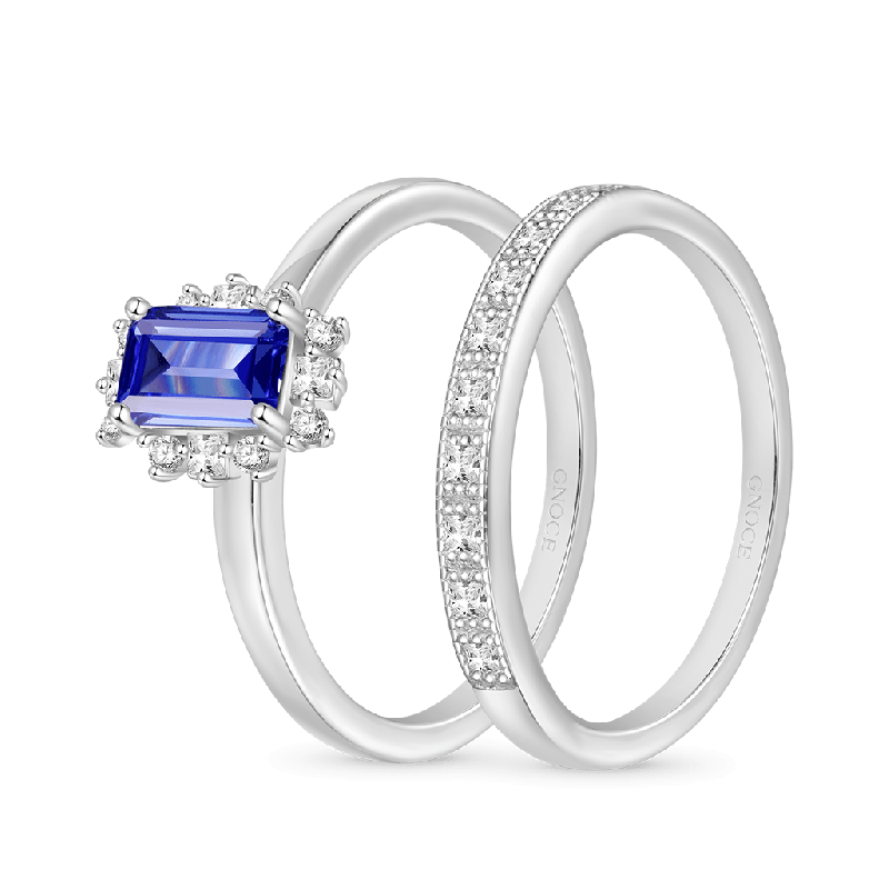 Tanzanite Blue Square Rings